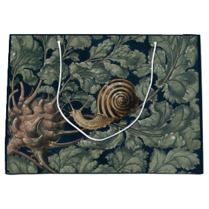 Grand Sac Cadeau Escargot Botanique Art Nouveau Vintage Antique