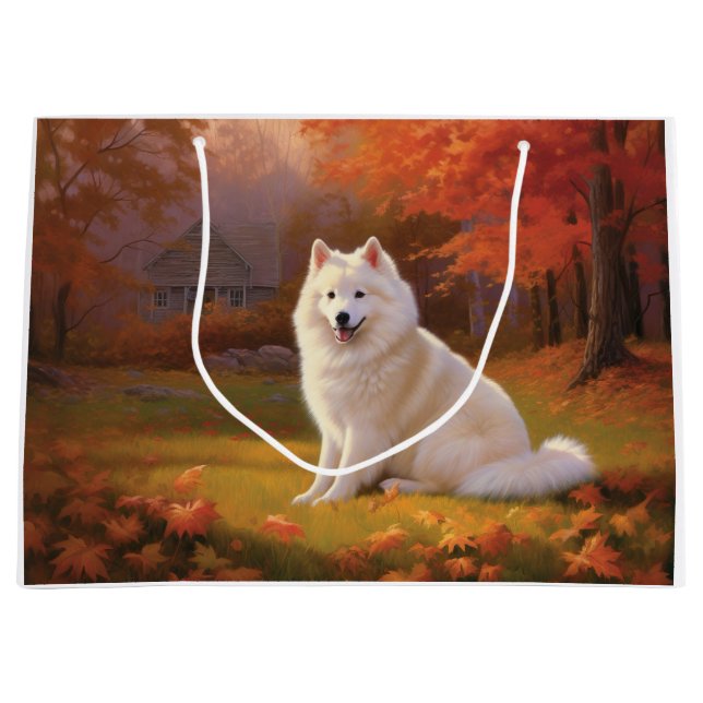 Grand Sac Cadeau Eskimo américain en automne Leaves automne inspiré (Devant)