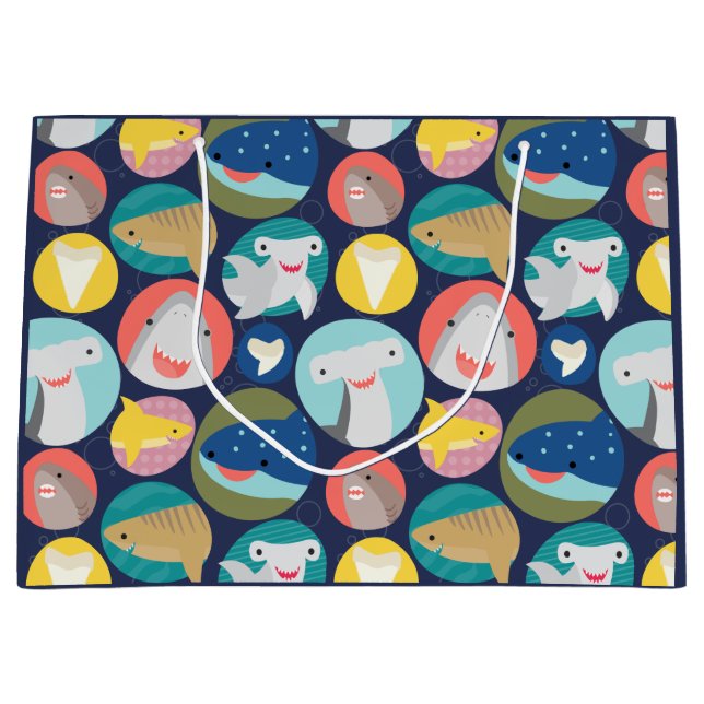 Grand Sac Cadeau Espèces de requins mignons (Devant)
