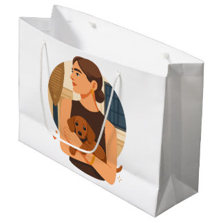 Grand Sac Cadeau Esthétique moderne de maman de chien avec un chiot
