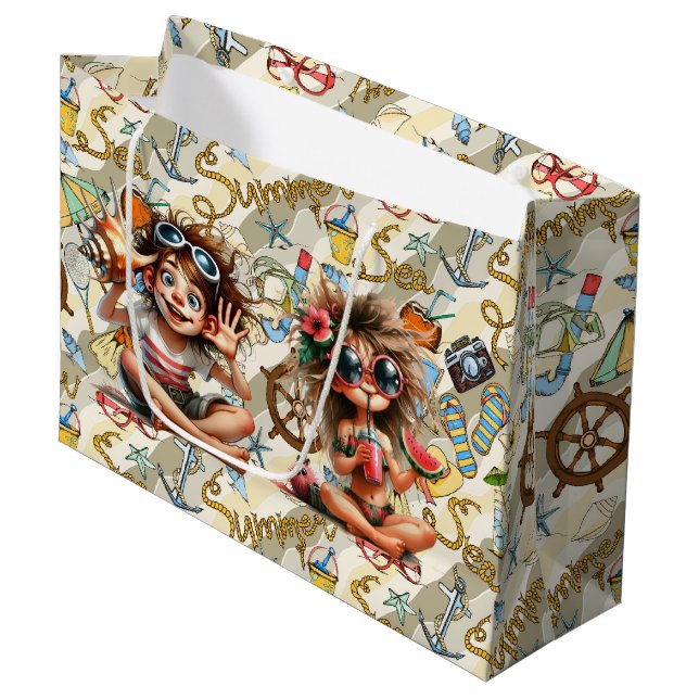 Grand Sac Cadeau Été Fun Wrapper Papier (Devant Angle)