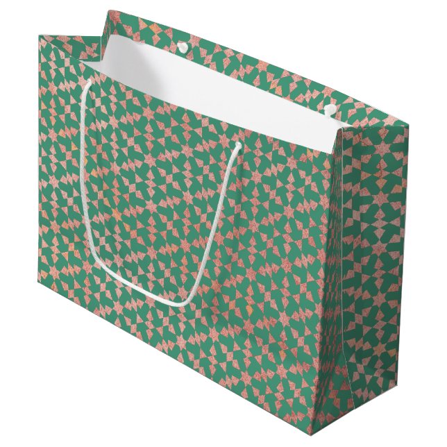 Grand Sac Cadeau Ethnic Marocain Motif géométrique (Devant Angle)