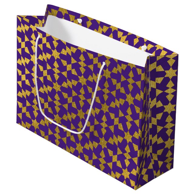 Grand Sac Cadeau Ethnic Marocain Motif géométrique (Devant Angle)