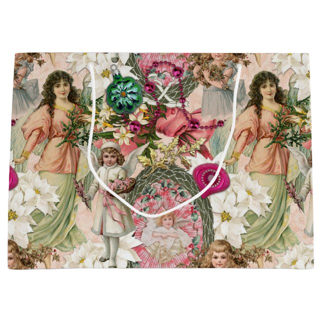 Grand Sac Cadeau Étincelle de Noël victorienne    (Devant)