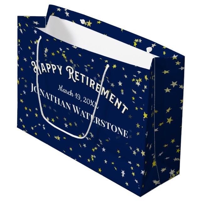Grand Sac Cadeau Étoile de retraite (Devant Angle)