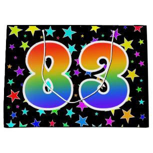Grand Sac Cadeau Étoiles Colorées + Motif Arc-en-Ciel "83" Evénemen