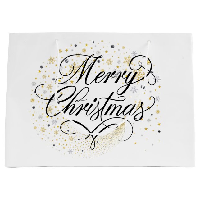 Grand Sac Cadeau Étoiles de Noël (Devant)