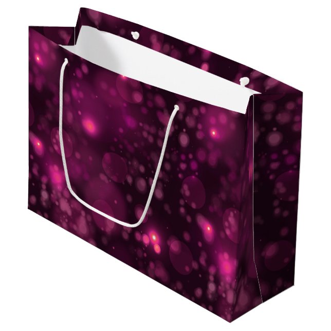 Grand Sac Cadeau Étoiles de Parties scintillant de Bokeh rose (Devant Angle)