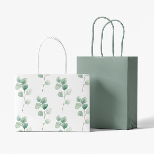 Grand Sac Cadeau Eucalyptus Motif vert
