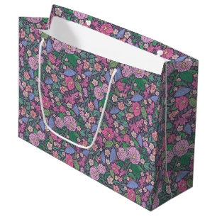 Grand Sac Cadeau Éventails japonais du jardin printanier de la fête