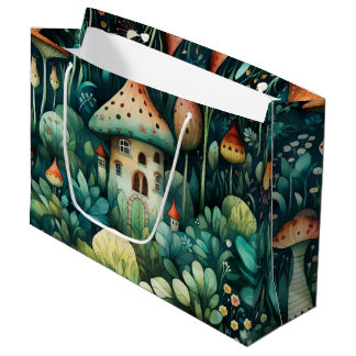 Grand Sac Cadeau Fairytale en Fairyland Maison de champignons Green