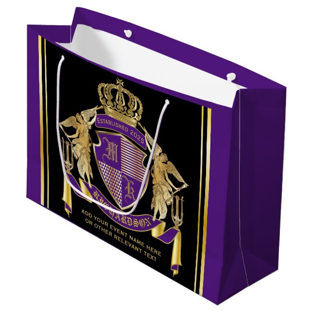 Grand Sac Cadeau Faites votre manteau d'armoiries d'or Angel d'Embl (Devant Angle)