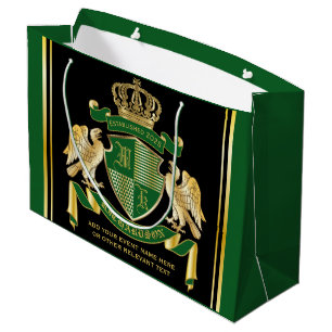 Grand Sac Cadeau Faites votre propre blason Green Gold Eagle Emblem