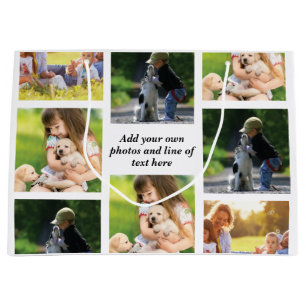 Grand Sac Cadeau Faites votre propre collage photo et texte