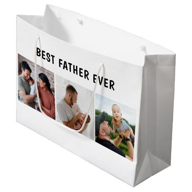 Grand Sac Cadeau Father Photo Collage Custom Giant (Devant Angle)