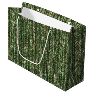 Grand Sac Cadeau Faux fils tissés verts Anniversaire