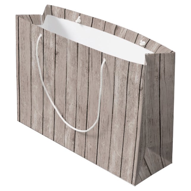 Grand Sac Cadeau Faux Rustic Wood Brown (Dos Angle)