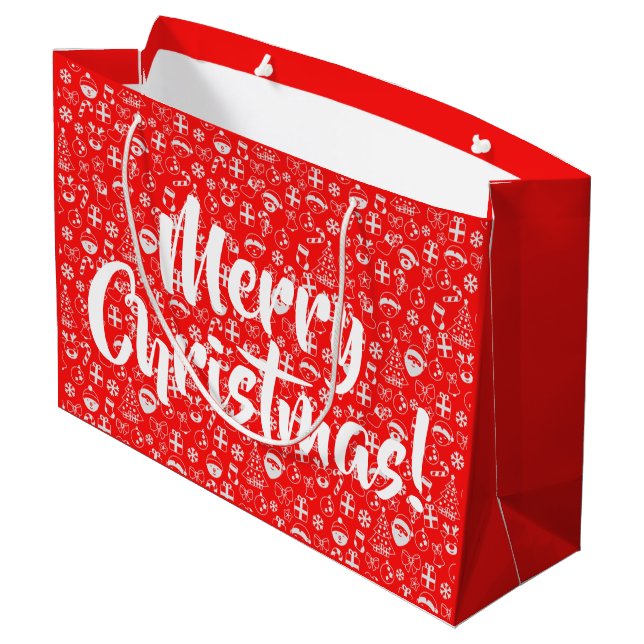 Grand Sac Cadeau Favoris de Noël Red Père Noël Elf Reindeer Festive (Dos Angle)