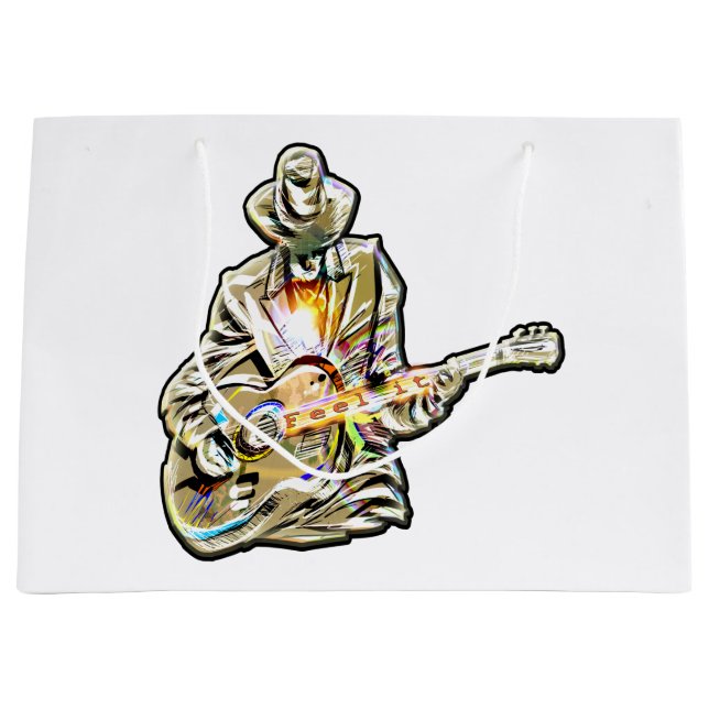 Grand Sac Cadeau Feel the Blues - Conception de guitare artistique (Devant)