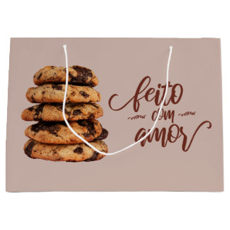 Grand Sac Cadeau Feito com amor, biscuits faits avec amour