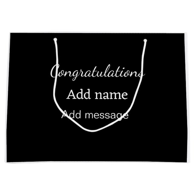 Grand Sac Cadeau Félicitations ajouter un message de nom simple dip (Devant)