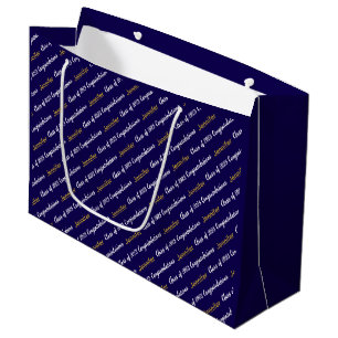 Grand Sac Cadeau Félicitations Dark Blue White Gold Classe de 2025