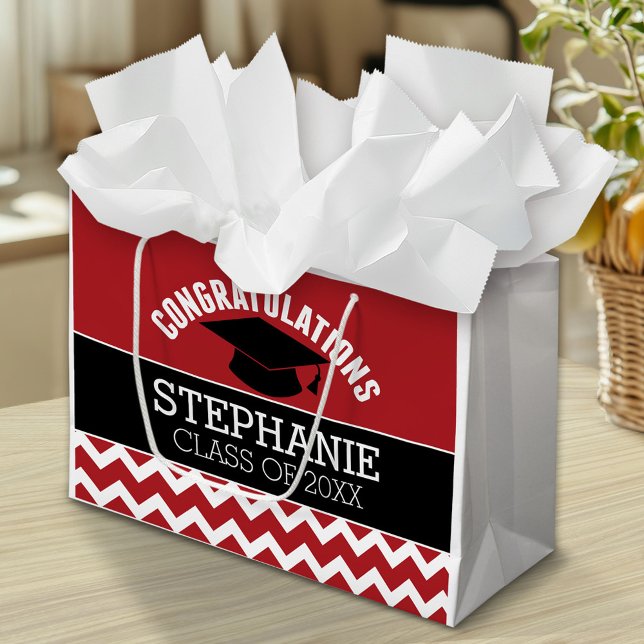 Grand Sac Cadeau Félicitations Diplômé - Red Black Graduation (Custom Graduation Bag)