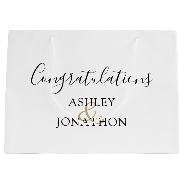 Grand Sac Cadeau Félicitations Noms des Mariés Mariage (Devant)