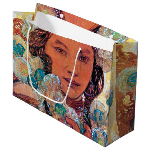 Grand Sac Cadeau Femme amérindienne, Mucha