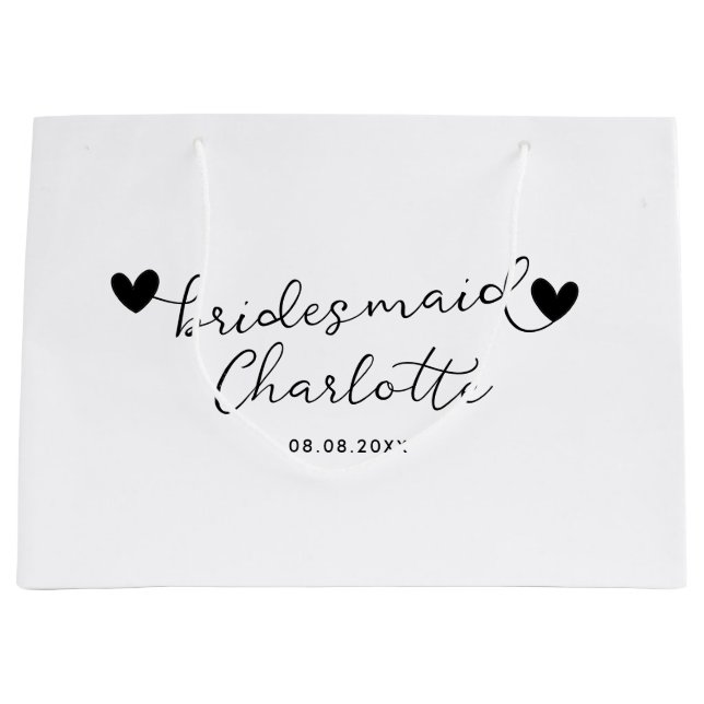 Grand Sac Cadeau Femme d'honneur moderne blanche et noire (Devant)
