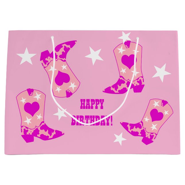 Grand Sac Cadeau Femmes modernes Cowgirl rose Bottes Occidentales A (Devant)