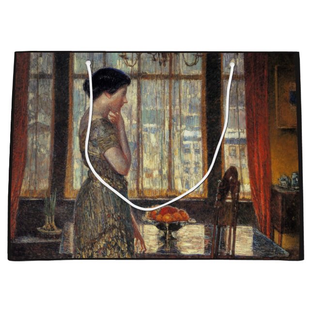 Grand Sac Cadeau Fenêtre New York en hiver (par Childe Hassam) (Devant)