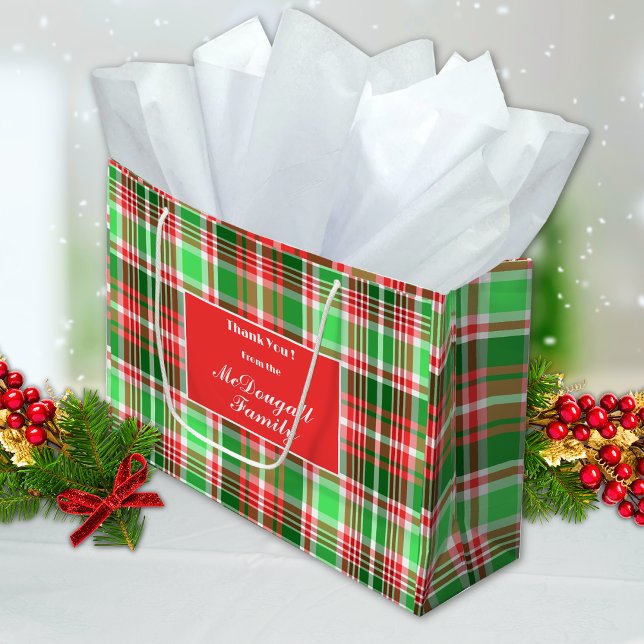 Grand Sac Cadeau Festif personnalisé Rouge Vert blanc Noël (Créateur téléchargé)