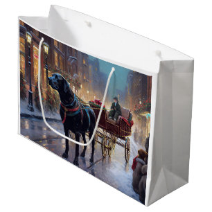 Grand Sac Cadeau Festive de Noël au Labrador noir