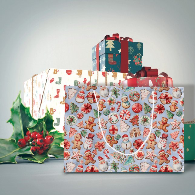 Grand Sac Cadeau Festive : Noël Cookie Wonderland (Créateur téléchargé)