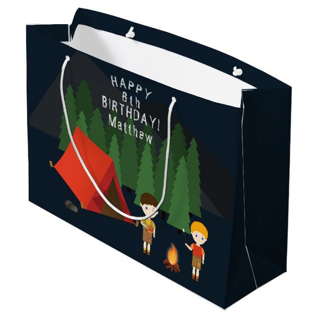 Grand Sac Cadeau Fête d'anniversaire du camping (Dos Angle)