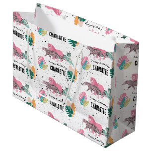 Grand Sac Cadeau Fête d'anniversaire sauvage Jungle Animaux Anniver