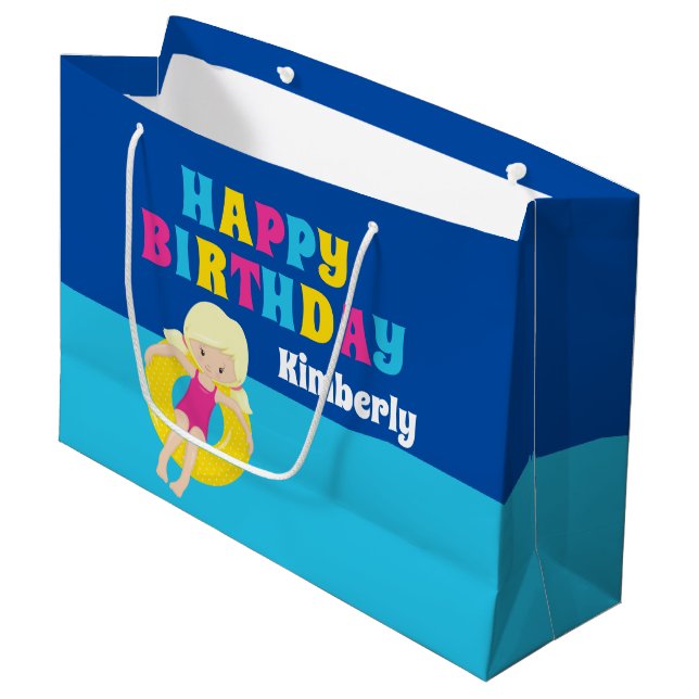 Grand Sac Cadeau Fête de billard Fille Anniversaire Cute Custom (Devant Angle)