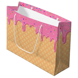 Grand Sac Cadeau fête de la crème glacée de fraise fondue