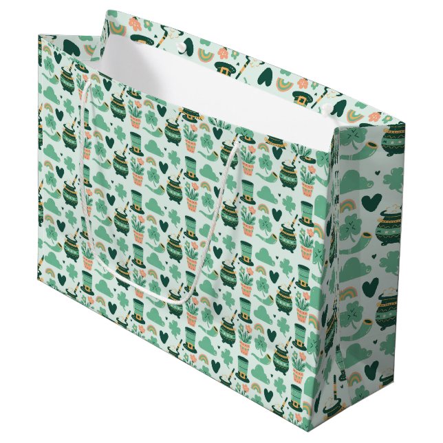 Grand Sac Cadeau fête de la saint-patrick (Devant Angle)
