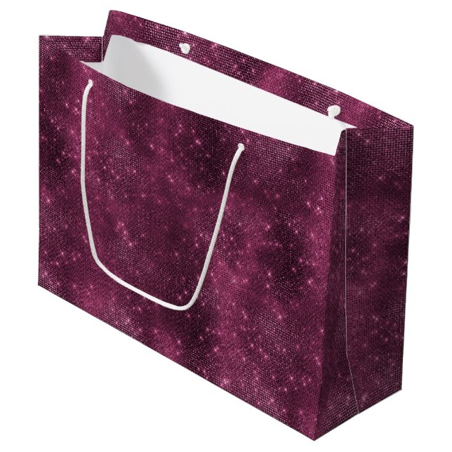 Grand Sac Cadeau Fête de Mariage Romantique Bourguignon Étincelant  (Devant Angle)