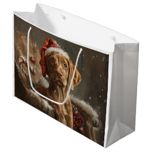 Grand Sac Cadeau Fête de Noël de Chien Vizsla