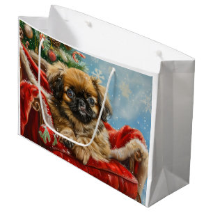 Grand Sac Cadeau Fête de Noël des chiens de Pékin