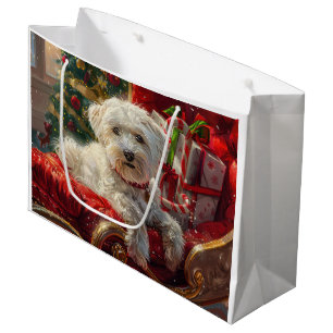 Grand Sac Cadeau Fête de Noël des chiens maltais