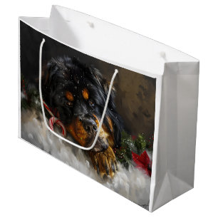 Grand Sac Cadeau Fête de Noël du chien Mastiff Tibétain