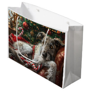 Grand Sac Cadeau Fête de Noël du loup Hound Dog