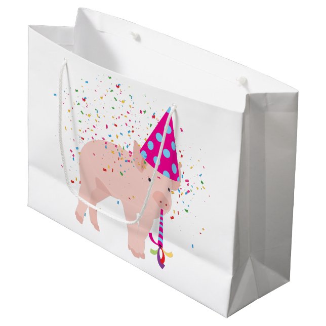 Grand Sac Cadeau Fête de porc - Animaux ayant une fête (Devant Angle)