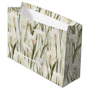 Grand Sac Cadeau Fête des mariées florale blanche Calla Lily