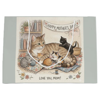 Grand Sac Cadeau Fête des Mères : Chat et Chatons