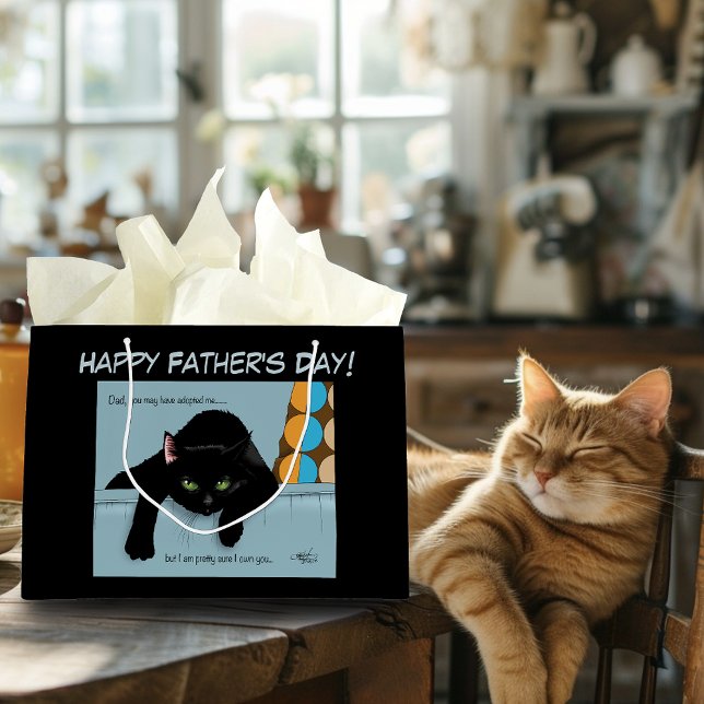 Grand Sac Cadeau Fête des pères de chat noir (Créateur téléchargé)